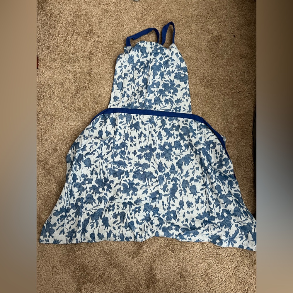 Blue and White Floral Apron